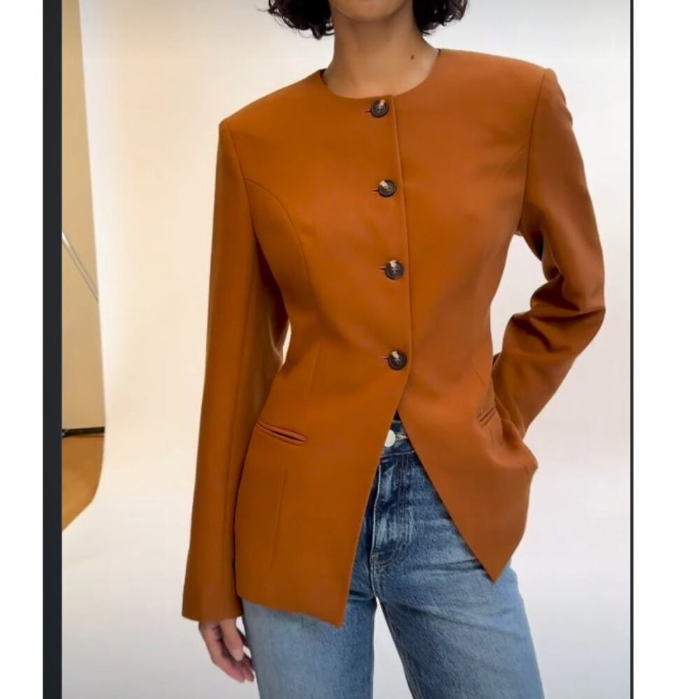Aligne Cognac Daphne Long Waisted Blazer Size 10